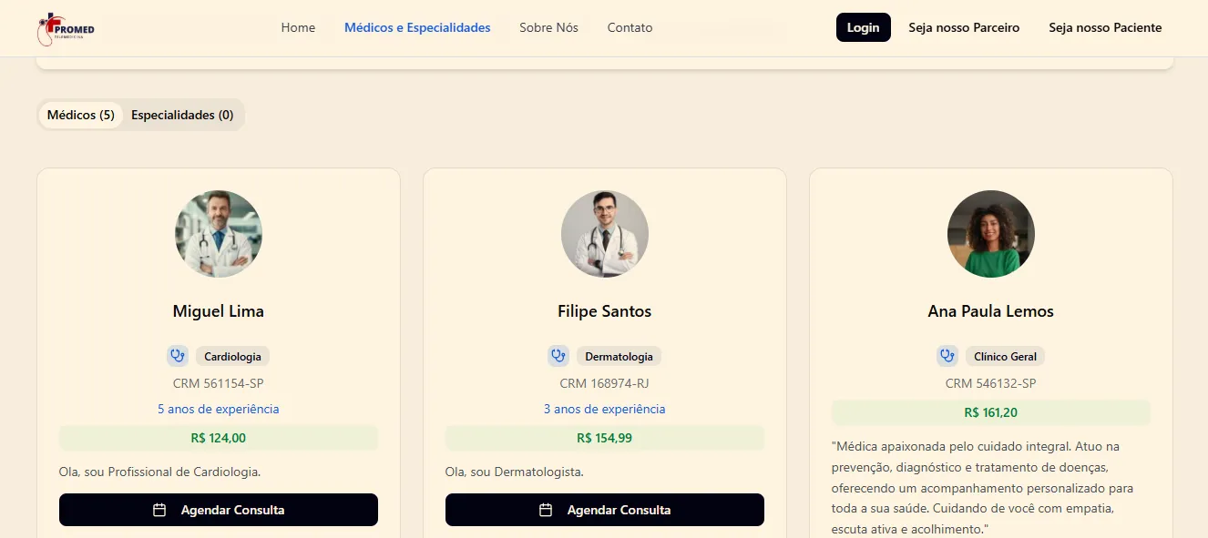 PreDoctor — médicos e especialidades