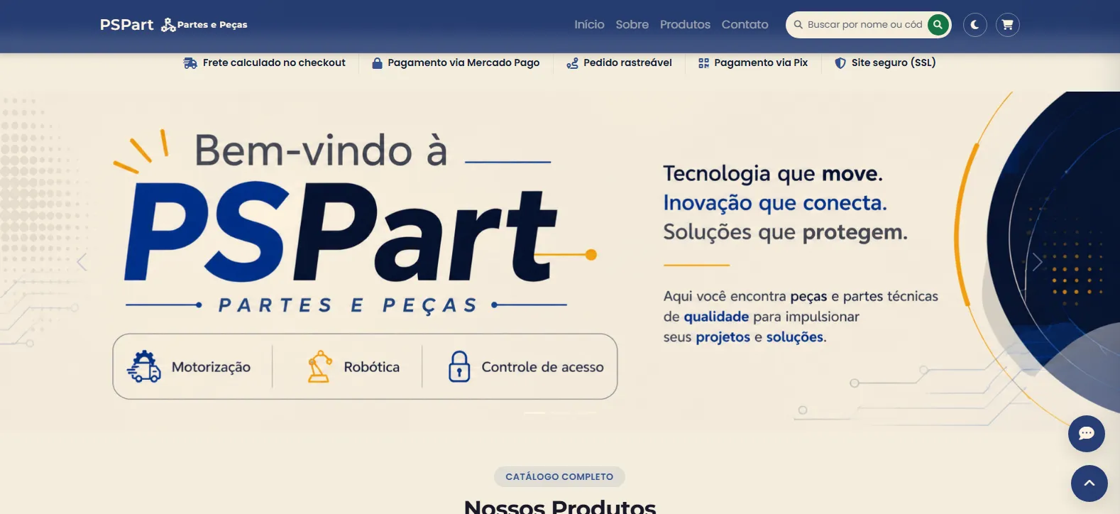 PSPart — banner de boas-vindas e categorias