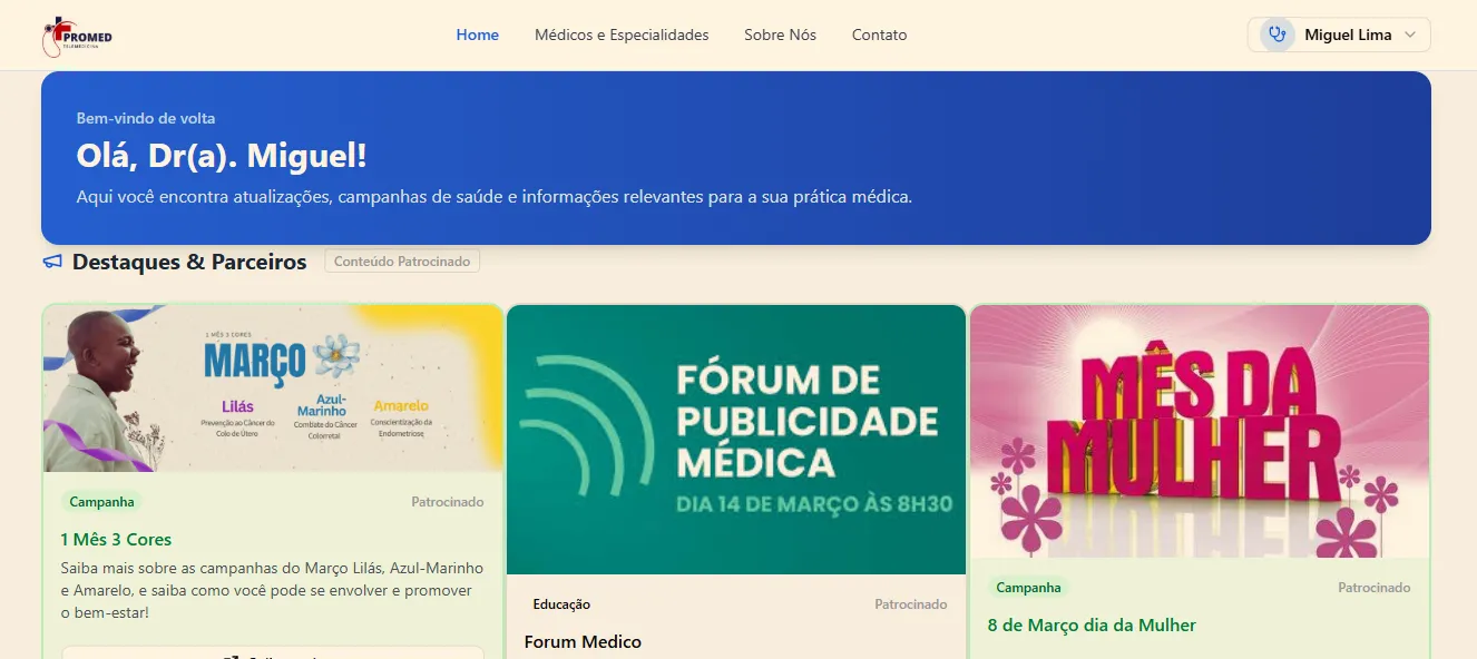 PreDoctor — home do médico com campanhas e parceiros