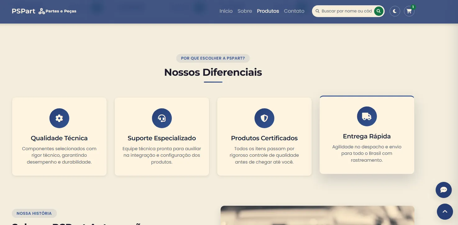 PSPart — diferenciais da loja