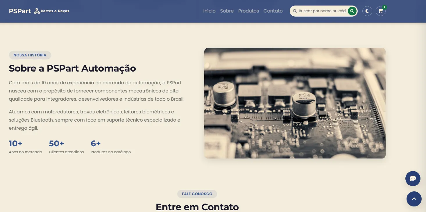 PSPart — página sobre a empresa