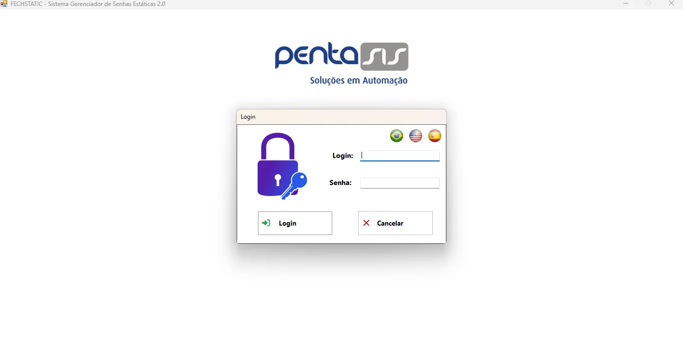 Gerenciador de senhas de fechaduras: tela de login